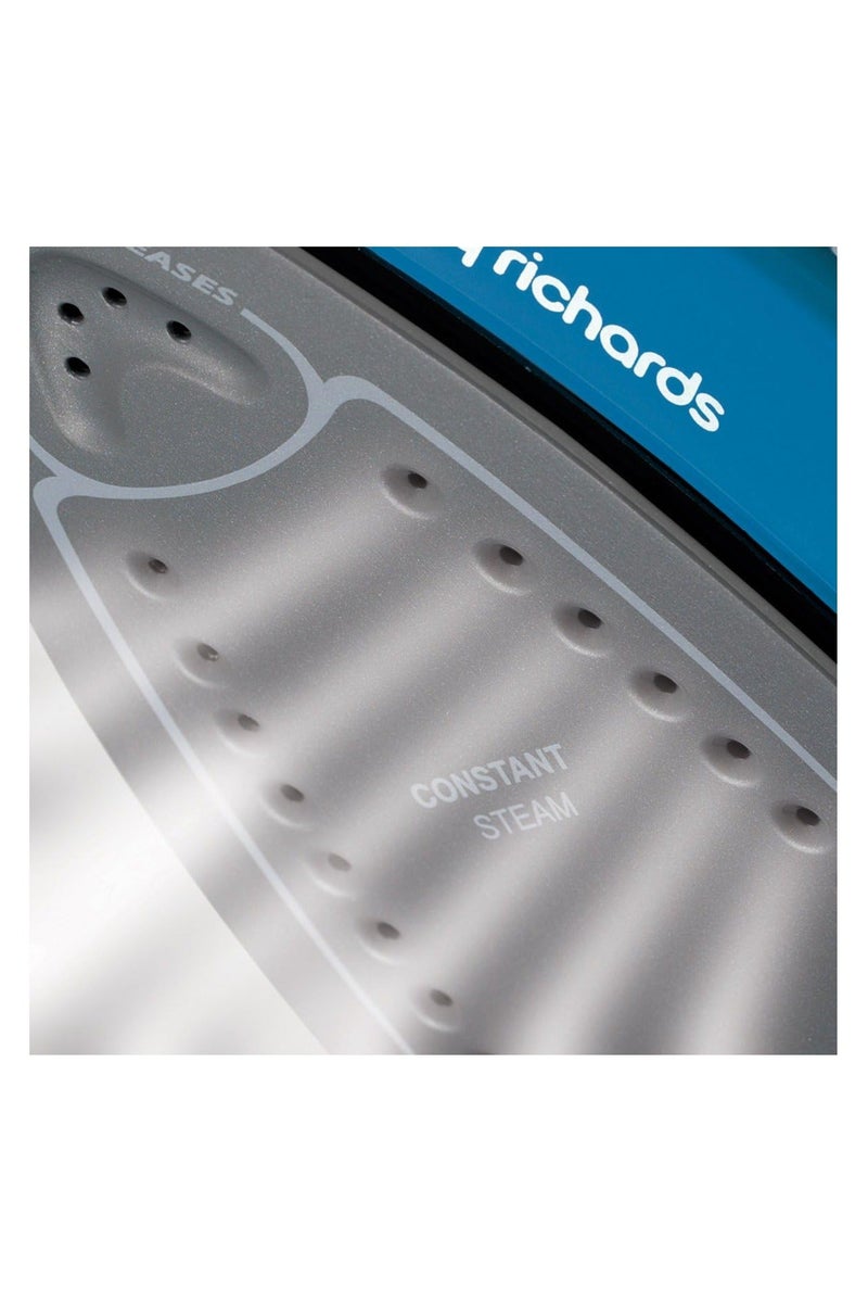 مورفي ريتشاردز مكواة بخار بريز 2600 واط – قاعدة سيراميكية مزدوجة، تعزيز بخار 115 جرام و45 جرام من البخار المستمر، خزان سعة 350 مل، مقاومة للتكلس، إيقاف تشغيل تلقائي، سلك دوّار 360 درجة(أزرق/أسود) - Image 4